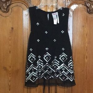 3/$20 Justice Black Top with Sequins - Tie Back